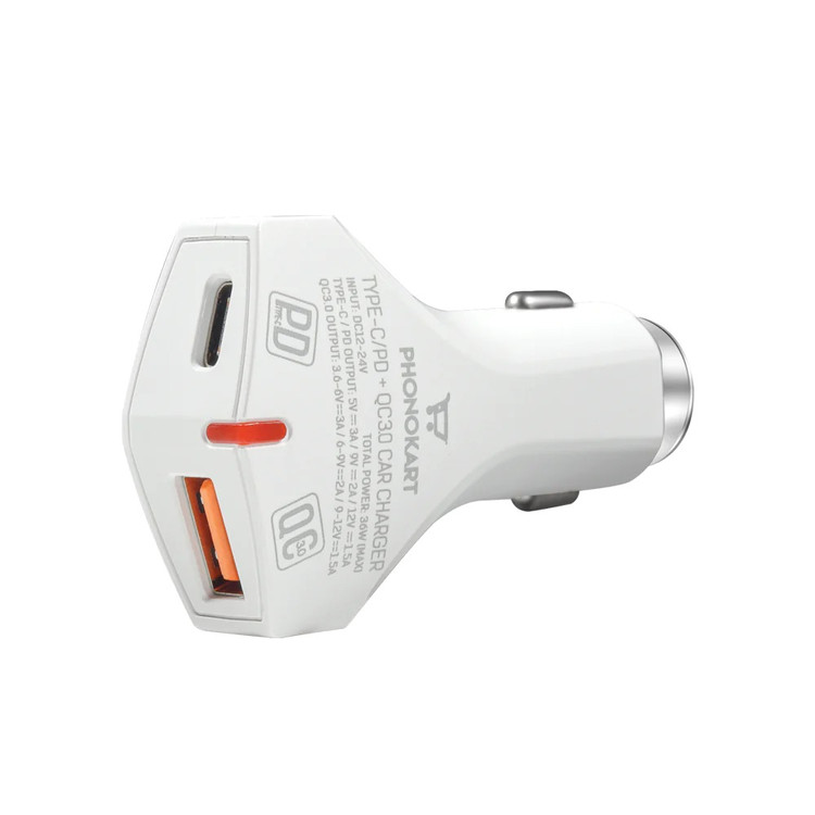 شارژر فندکی LDNIO مدل C60P ویژگی PD خروجی 36 وات بهمراه کابل اصلی تایپ سی